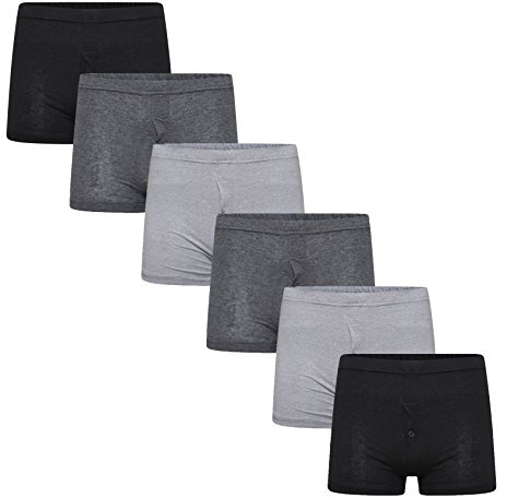 Sock Stack Mens Boxers 6 Pairs Plain Jersey Loose Fit Boxer Shorts Cotton Rich Soft and Stretchy Men Underwear Multipack Large (36-39/92-99cm) Multicolor