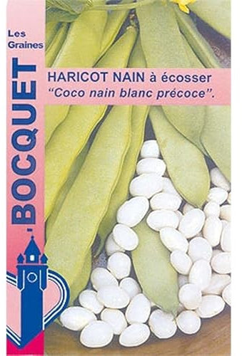 Sachet de graines de Haricot nain à écosser coco blanc précoce 115g - 115 g - Haricot nain à écosser - LES GRAINES BOCQUET