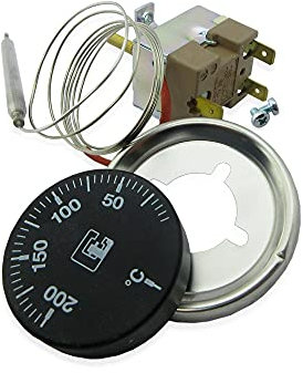 MUNDOCONTROL Kit termostatos regulación 0-200ºC para freidora, Homologado EN 60730 2 9: 100.000 ciclos, Incluye controlador de temperatura capilar con doble aislamiento sin tierra