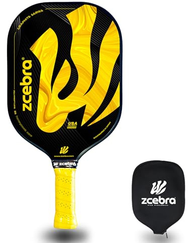 ZCEBRA Racchetta Paddle da Pickleball Grafite – Racchetta leggera in fibra di carbonio con nucleo in polipropilene testurizzato – Set custodia in neoprene