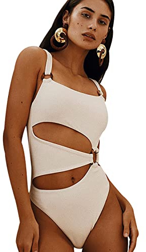 Maillot de Bain 1 Piece Femme 1 Pieces Amincissant Bikini Femme Push Up Monokini Swimsuit Women Trikini Maillot 1 Pièce Ventre Plat Maillot de Bain Natation Une Piece Surf Femme Gainant Sport Blanc M