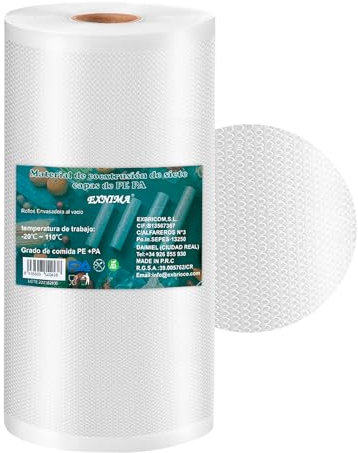 EXNIMA, PACK 2 Unités, Rouleaux d'emballage sous Vide, Parfaits pour la Conservation des Aliments, Sacs sous Vide, Ustensiles de Cuisine, Accessoires pour Machines d'emballage, Mesures 20x300cm.