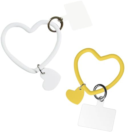 Cordino per telefono,2 Cordini per cellulare con cuscinetti per telefono,con anello a cuore,cinturino da polso con portachiavi compatibile con la maggior parte degli smartphone badge identificativi