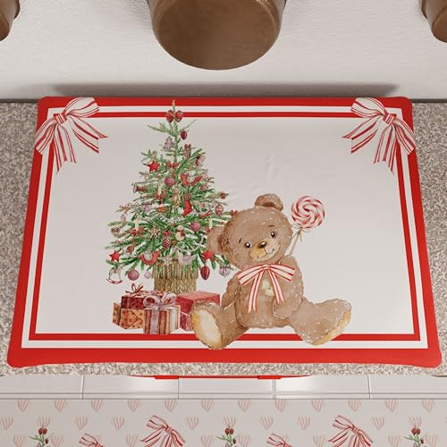 PETTI Artigiani italiani - Julspisskydd för spis, julkök spishällskydd, 50 x 70 cm, Bear Fire Covers, 100% Made in Itay