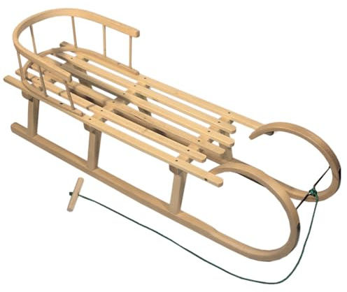 Luge à cornes en bois pour enfant avec dossier et corde de traction 120 cm