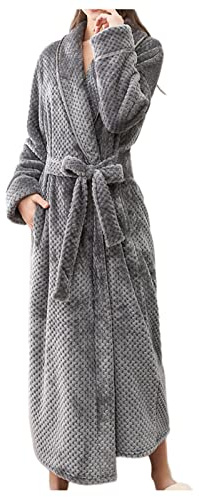 MJGkhiy Vestaglia Invernale Donna Calda Lunga/corta Elegante Con Cintura Peluche Accappatoio Vestaglie Cotone Con Cappuccio Caldo Felpata Pigiama Da Notte Loungewear Flanella Accappatoio