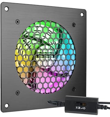 euroharry Ventilador USB LED de 120 mm, con ventilador USB ajustable de 3 niveles de 5 V/0,3 A, con un moderno marco de aluminio cepillado negro