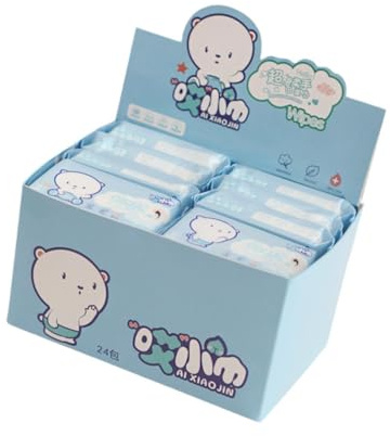 Fenteer 24x Mini toallitas húmedas toallitas húmedas portátiles toallitas de viaje toallitas faciales para mujeres al aire libre