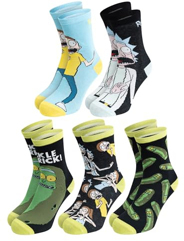 United Labels 5 Paar Rick and Morty Socken für Herren, bunt, 40-45, Herrensocken, Männer Strümpfe