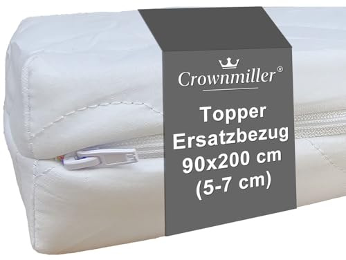 Crownmiller Topperbezug | mit Reißverschluss | weiche Mikrofaser | waschbar 60°C | OEKOTex (90 x 200 cm - für Topper von 5-7 cm)