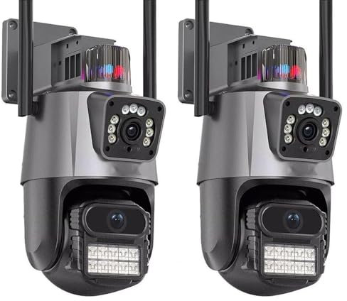 K2 STORE - Telecamera IP 8MP 4K esterno WiFi PTZ 2 obiettivo doppio schermo 8X zoom CCTV Applicazione ICSEE 2 Pezzi