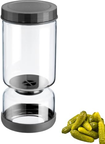 Westmark Dräneringsglas 1 St, Multifunktionellt Insatsglas För Kimchi & Gurka För Avrinning Och Servering, Transparent/Svart, 1300 Ml