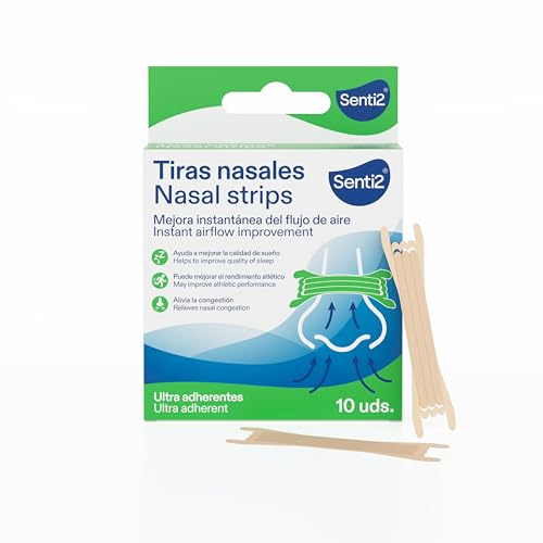 Senti2 Tiras Nasales antironquidos, respirar mejor, deporte, congestión, ultra adherente - 10 uds