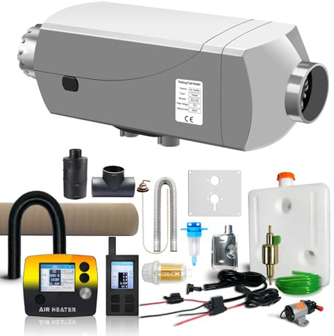 zhongqianji Dieselheizung 12V 9kW, Extra großer Aluminiumkörper,Mit Bidirektionale Fernbedienung,LCD Anzeige, Standheizung Diesel Mit Luftfahrt-Stecker, Auto Standheizung für Wohnmobile,Werkstatt,LKW