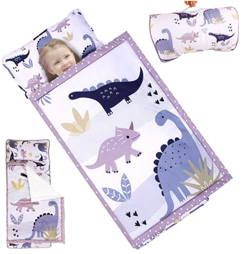 Générique Opaco di pisolino per tutti-piccolo con cuscino e coperta, sacco a pelo anti-kick 49x20 Borsa in età bassa con maniglia, Tappeto a pelo portatile per prescolare, asilo nido..