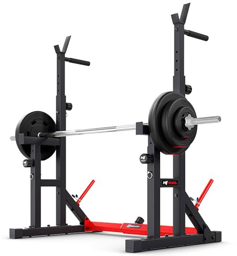 HOP-SPORT® Support d'haltères HS-1009L, Repose Barre Musculation Réglable en Hauteur et Largeur, Squat Rack Charge Max. 200 kg avec Poignées de Pompes pour la Salle de Sport à la Maison