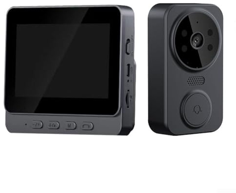 snowchecking Sonnette vidéo sans fil avec écran 4,3, interphone, caméra de nuit, communication bidirectionnelle, enregistrement sur carte TF, faible puissance, noir