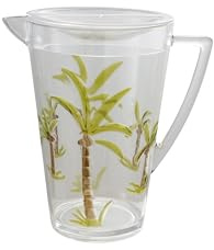 Creative Co-Op Acrylic Pitcher with Palm Trees