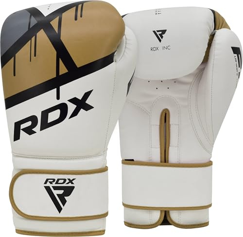 RDX Boxhandschuhe Muay Thai Kickboxen Sparring, Maya Hide Leder EGO Boxing Gloves, Sandsack Boxsack Punchinghandschuhe Adult, Kickboxhandschuhe Kampfsport MMA Training 8 10 12 14 16oz, Männer Damen