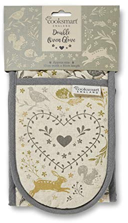 Cooksmart Double Oven Gloves Heat Resistant | British Designed Heat Resistant Oven Gloves | Modern Oven Mitt & Potholder for Home Cooking | Maximum Heat Protection Kitchen Oven Gloves - Woodland