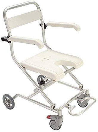 XXZG MiSMiAO Badestuhl Mit Rollen-Duschstuhl, Geeignet Für ältere Menschen Und Personen Mit Eingeschränkter Mobilität, Klappbare Rostschutzplatte In U-Form, Weiß