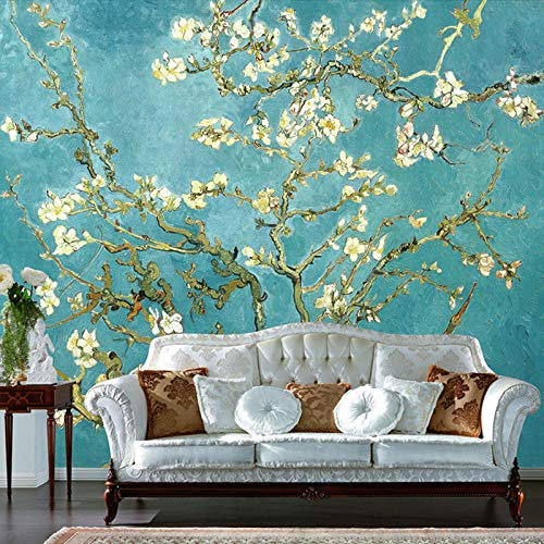 Papier peint intissé Fleur d'amandier Van Gogh 250x175 cm -5 pièces 3D Murale Poster Tableaux XXL Photo Muraux pour Chambre art mural Salon Tableaux Tapisserie Muraux Décoration Murale