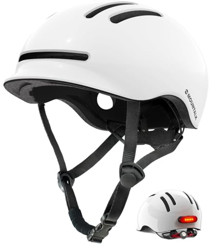 Bike Helmets for Kids 8-14,Youth Boy/Girls Bicycle Helmet with Light,Kids Bike Helmet for 6 Years + (Shiny White,S)