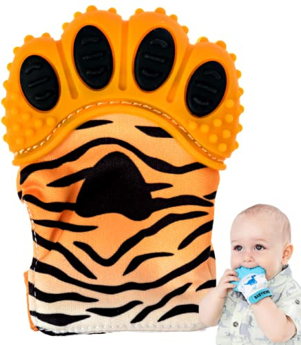 BABYNOMS ® Teething Mitten | Orange Tiger Teething Paw