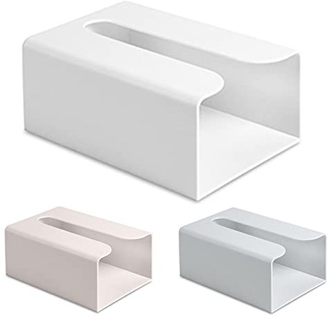 Tissue-Box-Abdeckung, selbstklebend, an der Wand montiert, Kosmetiktuch-Box, Serviettenhalter, Spender Papier Servietten Organizer für Tisch, nach Oben oder unten, unbedeckte Seite(Weiß)