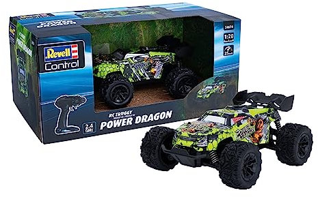 Revell RC Car Power Dragon - Rasante Höchstgeschwindigkeit bis zu 25 km/h für Offroad-Action - Präzises Fahrverhalten mit Einzelradaufhängung und Stoßdämpfern - Langlebiger Li-Ion Akkuf