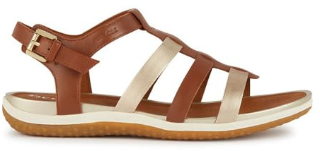 Geox Sandali da donna D Vega A Peeptoe, Cognac Lt Gold, 35 EU