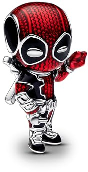 PANDORA Moments Marvel Deadpool Charm aus Sterling Silber, Kompatibel Moments Armbändern, 793360C01