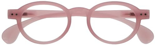 OPULIZE OCA Gafas de Lectura - Montura Moderna Retro Redonda - Rosa Brillante Transparante - Hombre Mujer - Bisagras de Muelle - R54-4 - +1.50