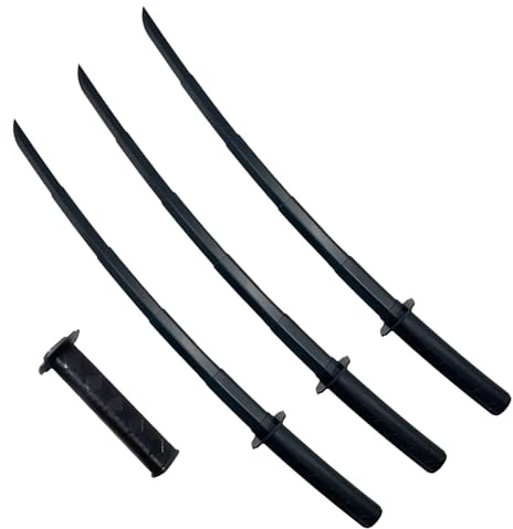 BORFUE 3 espadas samuráis retráctiles impresas en 3D por gravedad samurái para cosplay, modelo de juguetes, cuchillo, espada telescópica, creativa, descompresión, juguete complicado, color negro