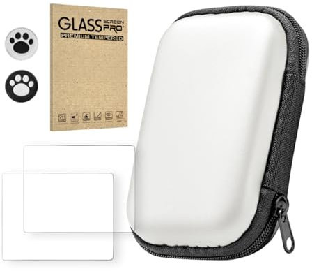 FUXIU Schutzhülle für Spielekonsole und Temper Folie für R36S/R35S/RGB20S, vollständiger Schutz, Tragetasche für Spielekonsole und Zubehör