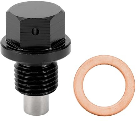 Motoforti Tornillo De Drenaje De Cárter Universal Para Aceite, M12X1.5, Aleación De Aluminio, Negro, 1 Juego