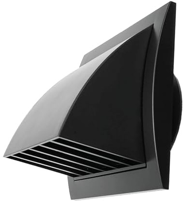 Vent Systems Cubierta de ventilación de escape negra de 4 pulgadas, campana de ventilación de secadora, cubierta de secadora con persiana, tapa de campana de ventilación, rejilla de suministro de aire
