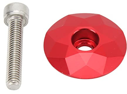 Steuersatz-Kappe, Fahrrad-Steuersatz, Aluminiumlegierung, Fahrrad-Vorbau-Obere Abdeckung, Fahrrad-Steuersatz-Obere Abdeckung mit Schraube für Radfahren (Rot)