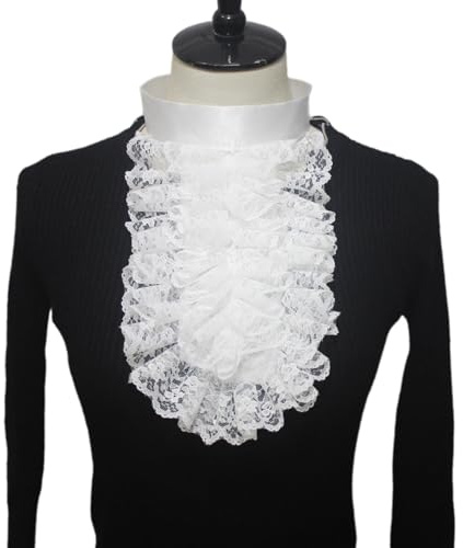 YUZIMEI Cravate de cou, style victorien colonial à volants en dentelle, faux col, cravate médiévale pour costume de chemise devant détachable