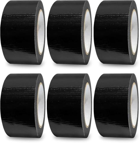 G4GOODS® 6 Rolls of Black Duct Tape 50mm x 50m - Heavy Duty Gaffer Tape Waterproof Anti-Tear Strong Adhesive Gaffa Tape for Sealing Repairing Packing Moving Gaffer's Tape for Home Office Use