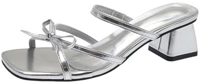 FGUUTYM Pumps - Sandalias de tacón para mujer, con tacón, sandalias de tiras, tacones altos, sandalias sexys, zapatos de noche, elegantes, zapatos de princesa, boda, cuñas, sandalias de mujer, plata,