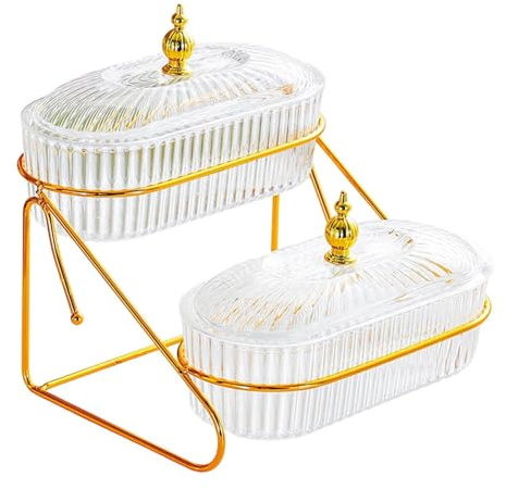 Pitycbo Frutero de Varios Niveles, Plato para Servir Ensaladas, Bandeja Versátil para Servir Dulces, Plato de Secos, Decoración de Mesa para Cumpleaños, 2 Capas, Individual