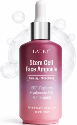 Stem Cell Face Ampoule – Firming & Smoothing Anti-Aging Serum with EGF, Peptides, Hyaluronic Acid & Niacinamide – Wrinkle & Elasticity Boosting Facial Serum for Women, 1 fl oz