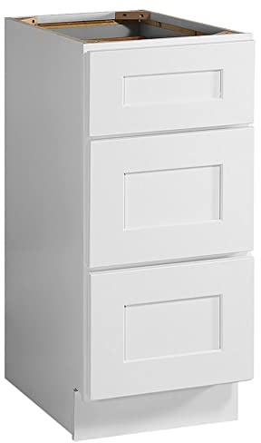Design House Brookings Shaker Unassembled Drawer Base Kitchen Cabinet 3DB15, 15 W x 24 D x 34.5 H, Painted White, Solid Wood, Design House, 561456