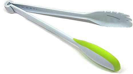 HAC24 5in1 Küchenhelfer Salatbesteck Servierbesteck Teigschaber Nudelzange Kräuter Abstreifer Spaghetti Zange Servierzange Silikonschaber Universalzange