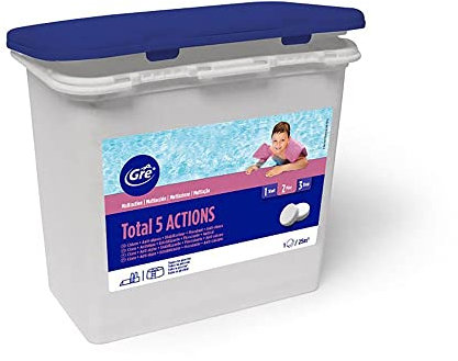 GRE PASTIGLIE PISCINA DA 250 G TOTAL 5 AZIONI 1 KG PISCINA MANUTENZIONE RICAMBI ACCESSORI