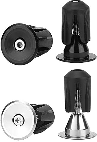 GORGECRAFT 4PCS Bar End Plugs Aluminum Handlebar Caps Cycling Road Mountain Bike Colorful Plug for Most Bicycle(Black/Silver)