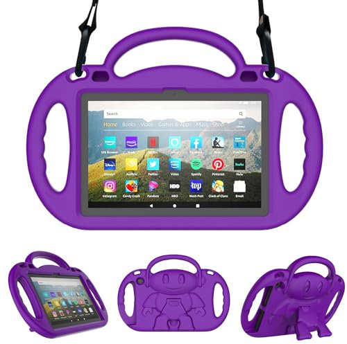 Sonlaryin - Funda para tablet de 8 para niños, no para iPad Samsung, ligera, resistente a los golpes, con soporte para tablet de 8 pulgadas, color morado