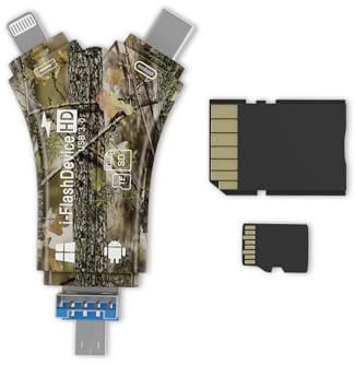 USB3.0 SD Card Reader Trail Camera Viewer fino a 100MB/s in lettura, lettore di schede di memoria portatile per la stagione di caccia Supporto SD/TF per iPhone/Android/Mac/Camera