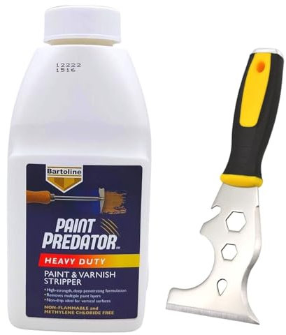 Paint Predator Heavy Duty Paint and Varnish Stripper 500ml - High Performance Paint Remover with Multi Painters Scraper Tool | Ideal for Wood, Metal, Bricks & Plastic